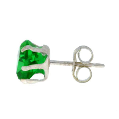 14Kt White Gold Emerald Heart Stud Earrings