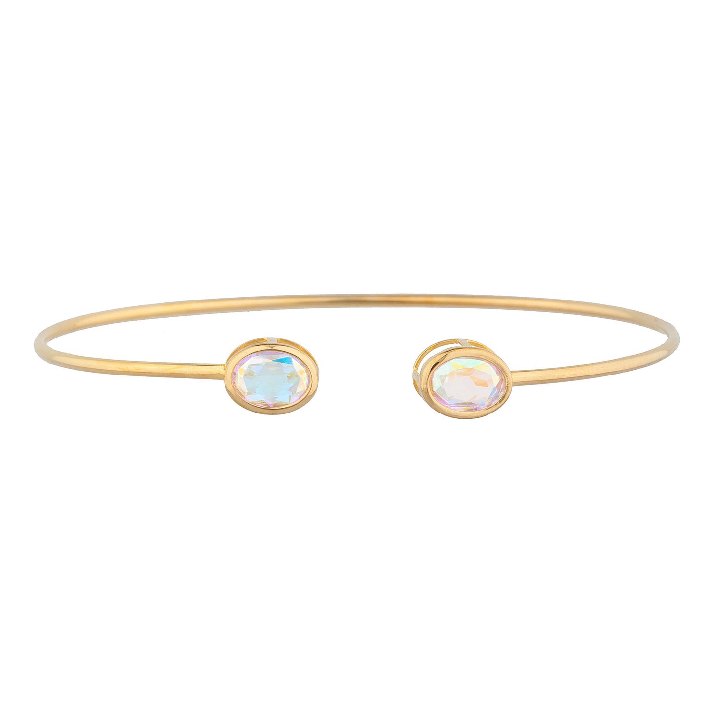 14Kt Gold Natural Mercury Mist Mystic Topaz Oval Bezel Bangle Bracelet