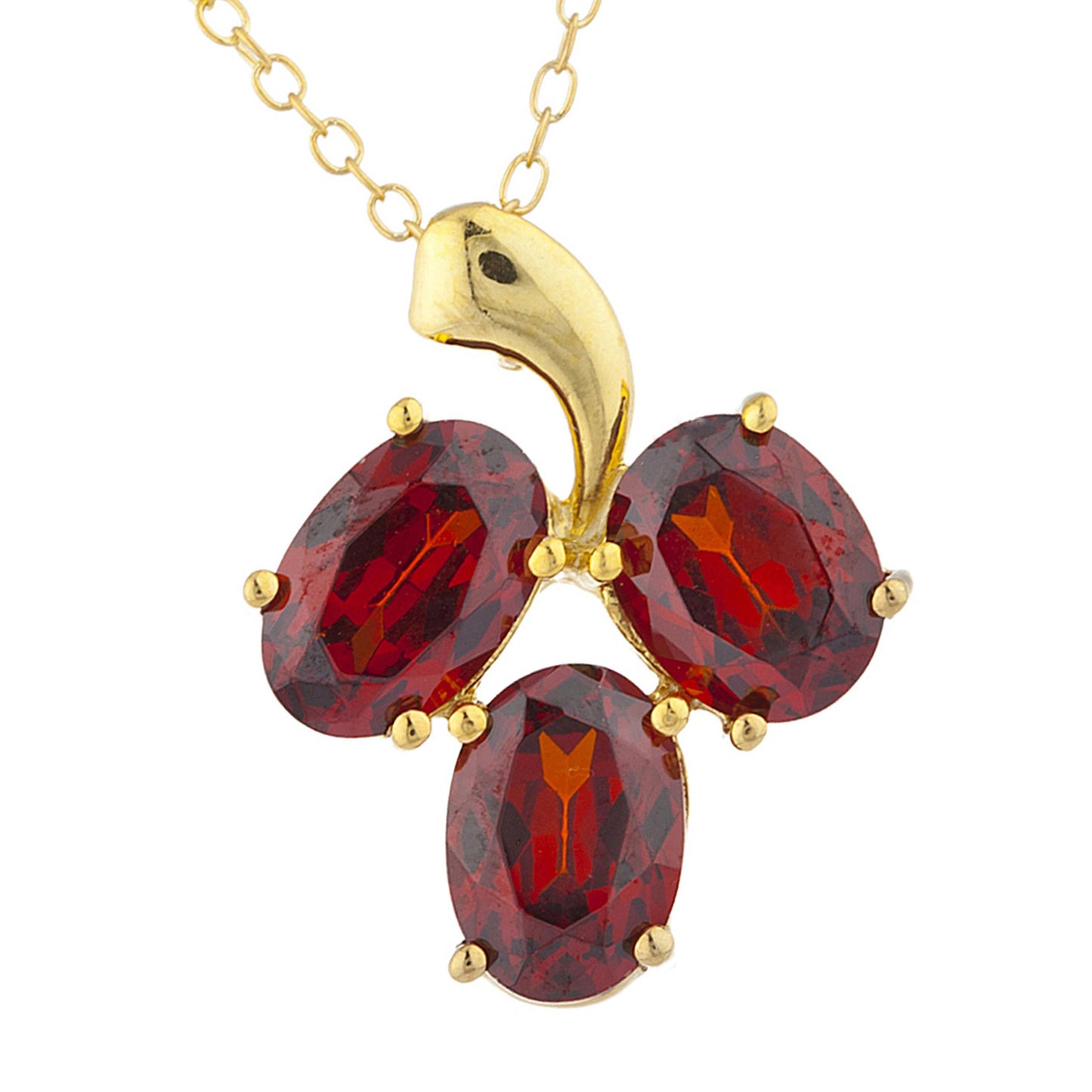 14Kt Yellow Gold Plated Garnet Oval Design Pendant