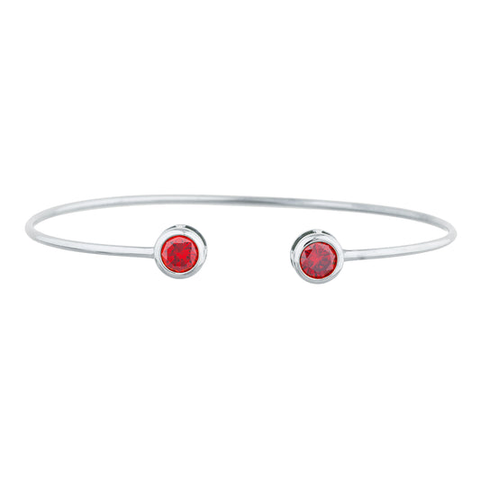 2 Ct Garnet Round Bezel Bangle Bracelet .925 Sterling Silver