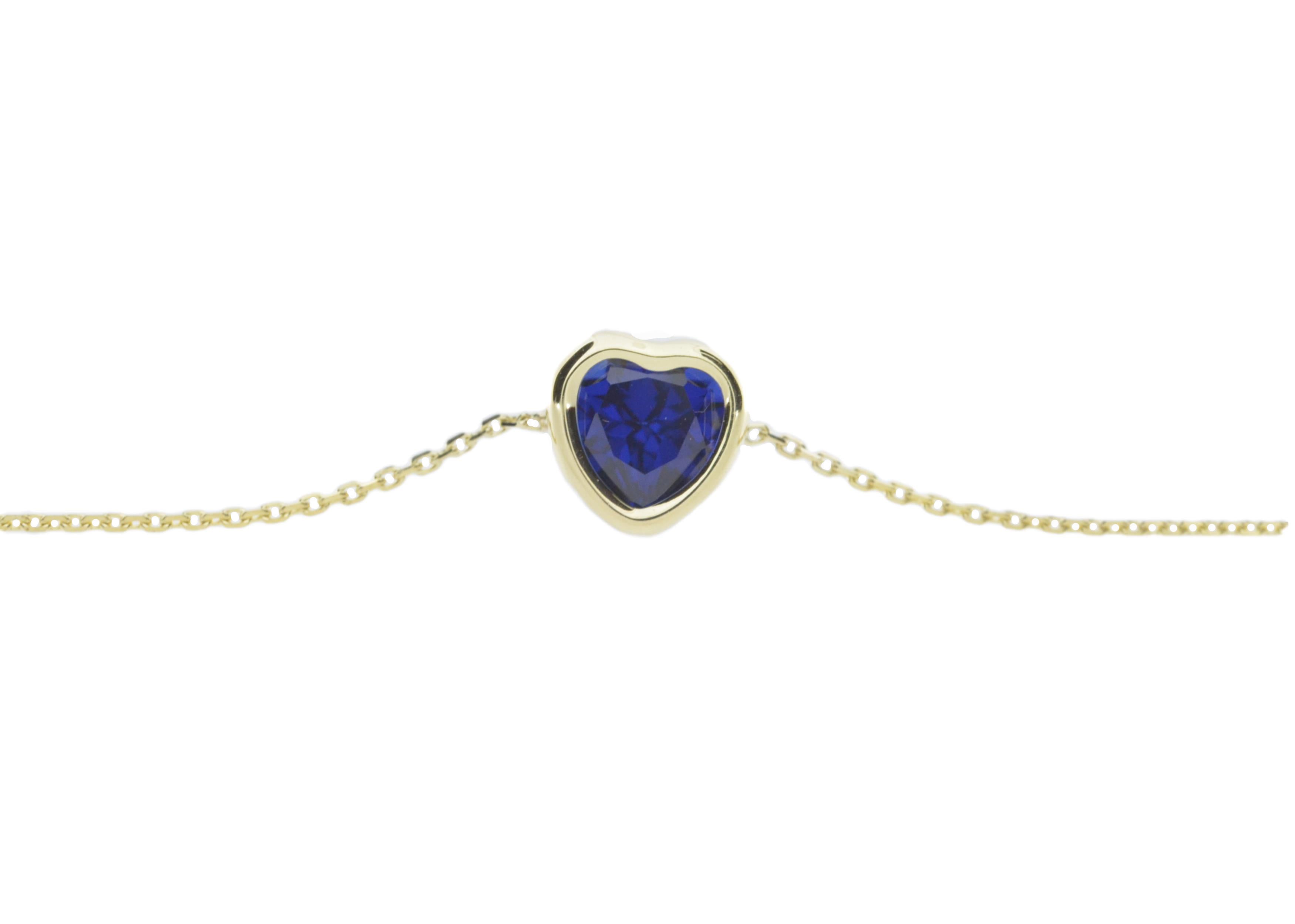 14Kt Gold Blue Sapphire Heart Bracelet