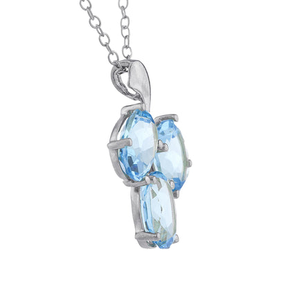 4.5 Ct Blue Topaz Oval Design Pendant .925 Sterling Silver