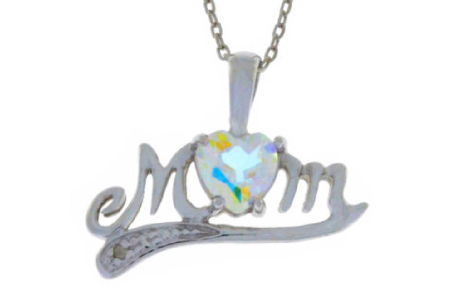 0.50 Carat Mercury Mist Mystic Topaz Heart MOM Diamond Pendant .925 Sterling Silver Rhodium Finish