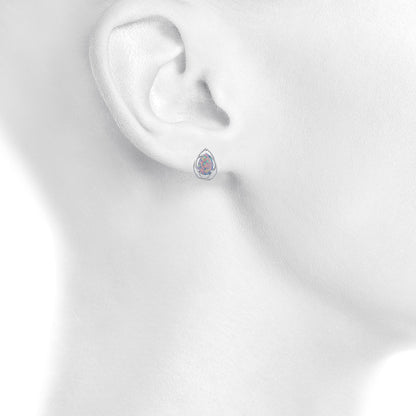 14Kt Gold Black Opal Pear Teardrop Design Stud Earrings