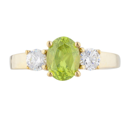 14Kt Gold 2 Ct Peridot & Zirconia Oval Ring