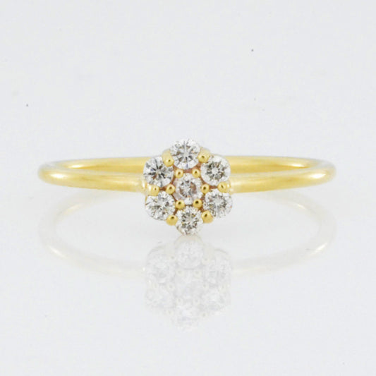 14Kt Gold Genuine Natural Diamond 0.21 Ct Cluster Ring