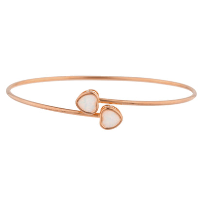 14Kt Gold Opal Heart Bezel Bangle Bracelet