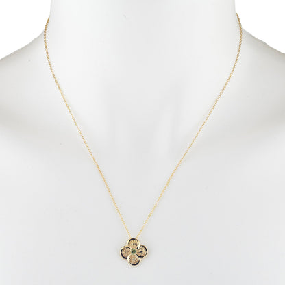 14Kt Gold Peridot Clover Design Pendant Necklace