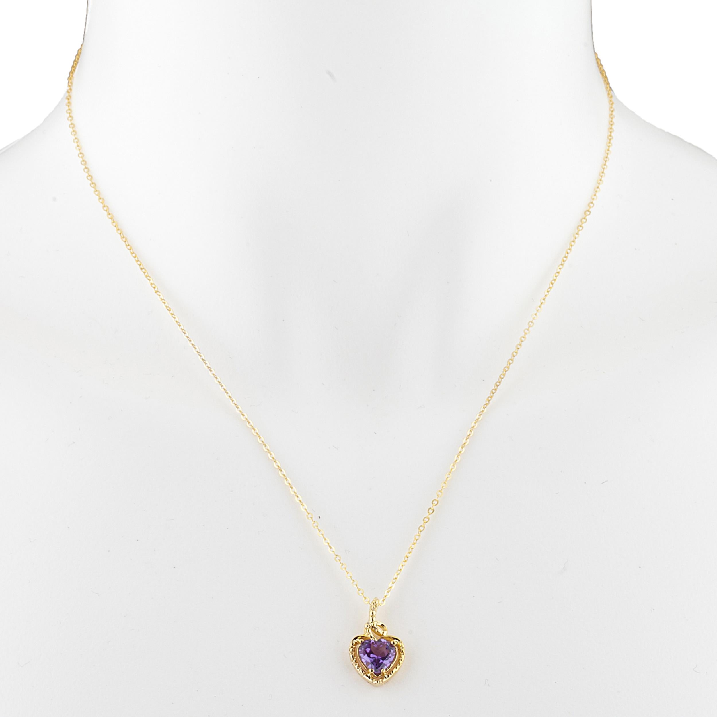14Kt Gold Alexandrite Heart Design Pendant Necklace