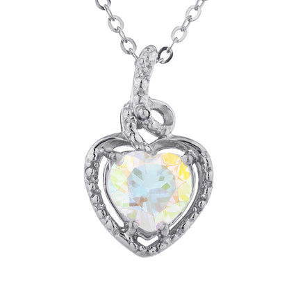 14Kt Gold Natural Mercury Mist Mystic Topaz Heart Design Pendant Necklace