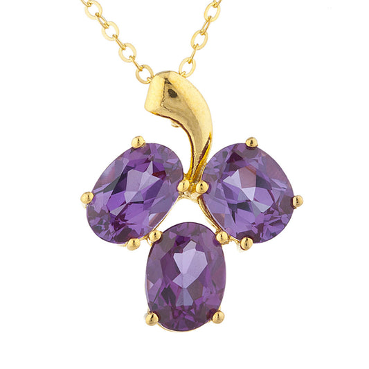 14Kt Yellow Gold Plated Alexandrite Oval Design Pendant