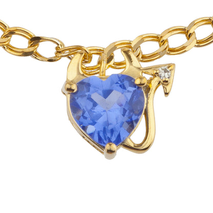 14Kt Yellow Gold Plated Tanzanite & Diamond Devil Heart Bracelet