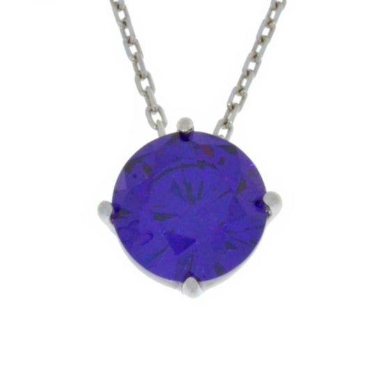 14Kt Gold Amethyst Round Pendant Necklace