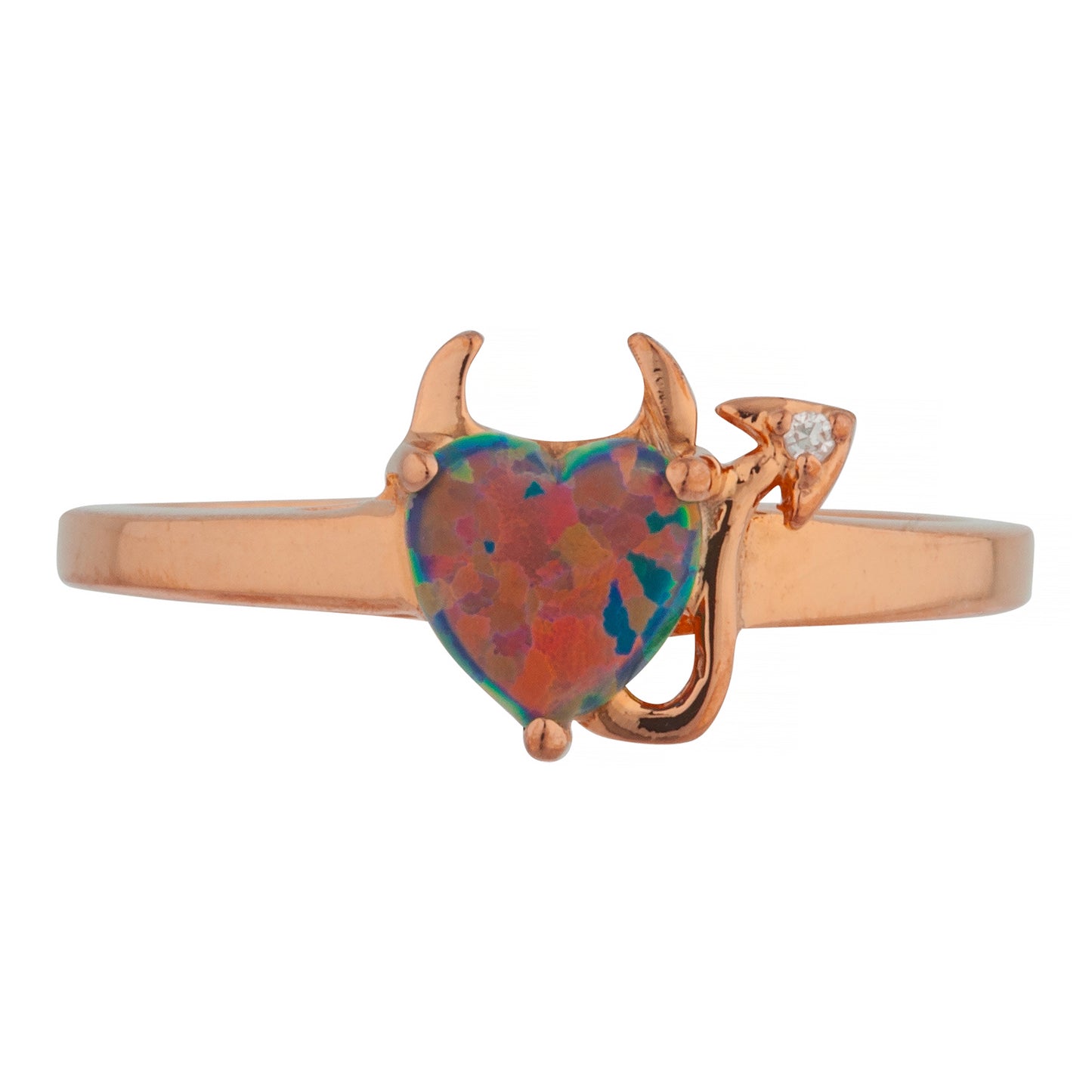 14Kt Gold Black Opal & Diamond Devil Heart Ring