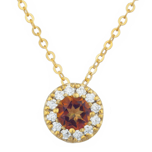 14Kt Gold 0.50 Ct Natural Ecstasy Mystic Topaz Halo Design Pendant Necklace