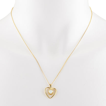 14Kt Gold Opal Heart Design Pendant Necklace