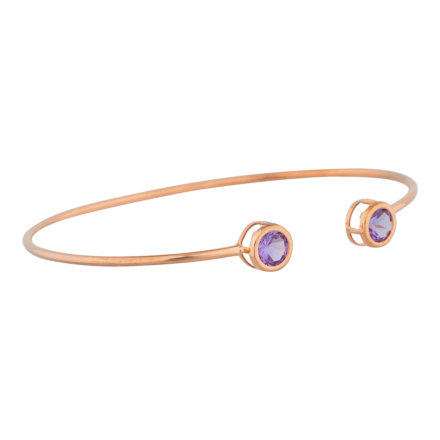 14Kt Rose Gold Plated Alexandrite Round Bezel Bangle Bracelet