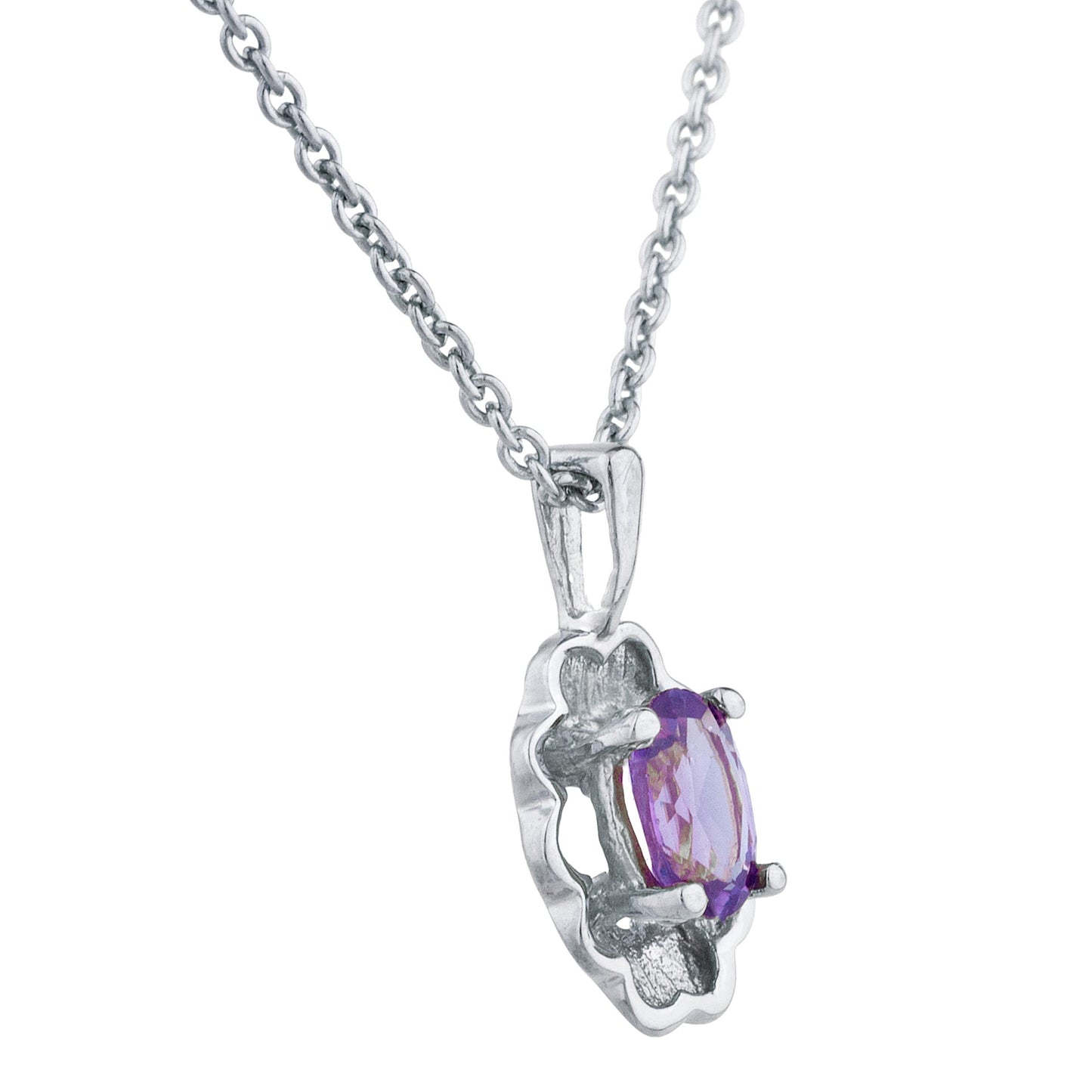 0.50 Ct Amethyst Oval Design Pendant .925 Sterling Silver