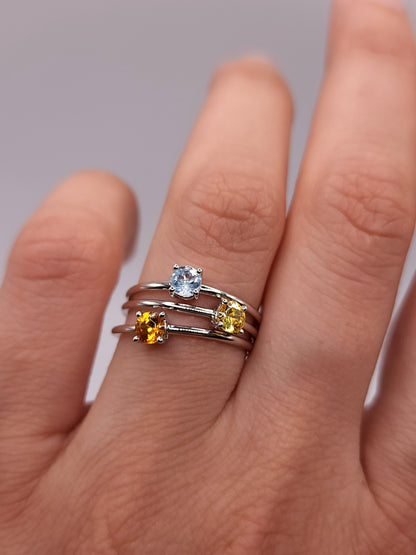 14Kt Citrine Round Ring