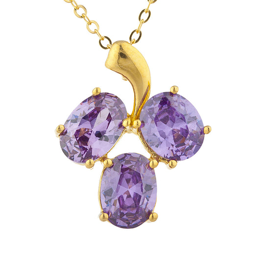 14Kt Yellow Gold Plated Amethyst Oval Design Pendant