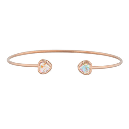 14Kt Rose Gold Plated Natural Mercury Mist Mystic Topaz Heart Bezel Bangle Bracelet