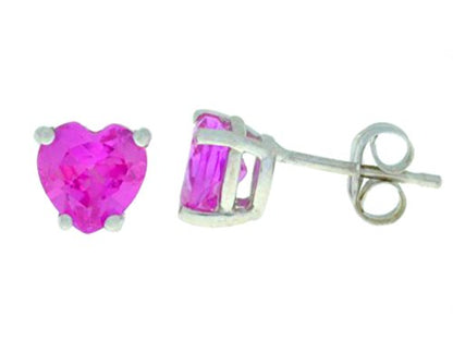 2 Ct Pink Sapphire Heart Stud Earrings 14Kt White Gold