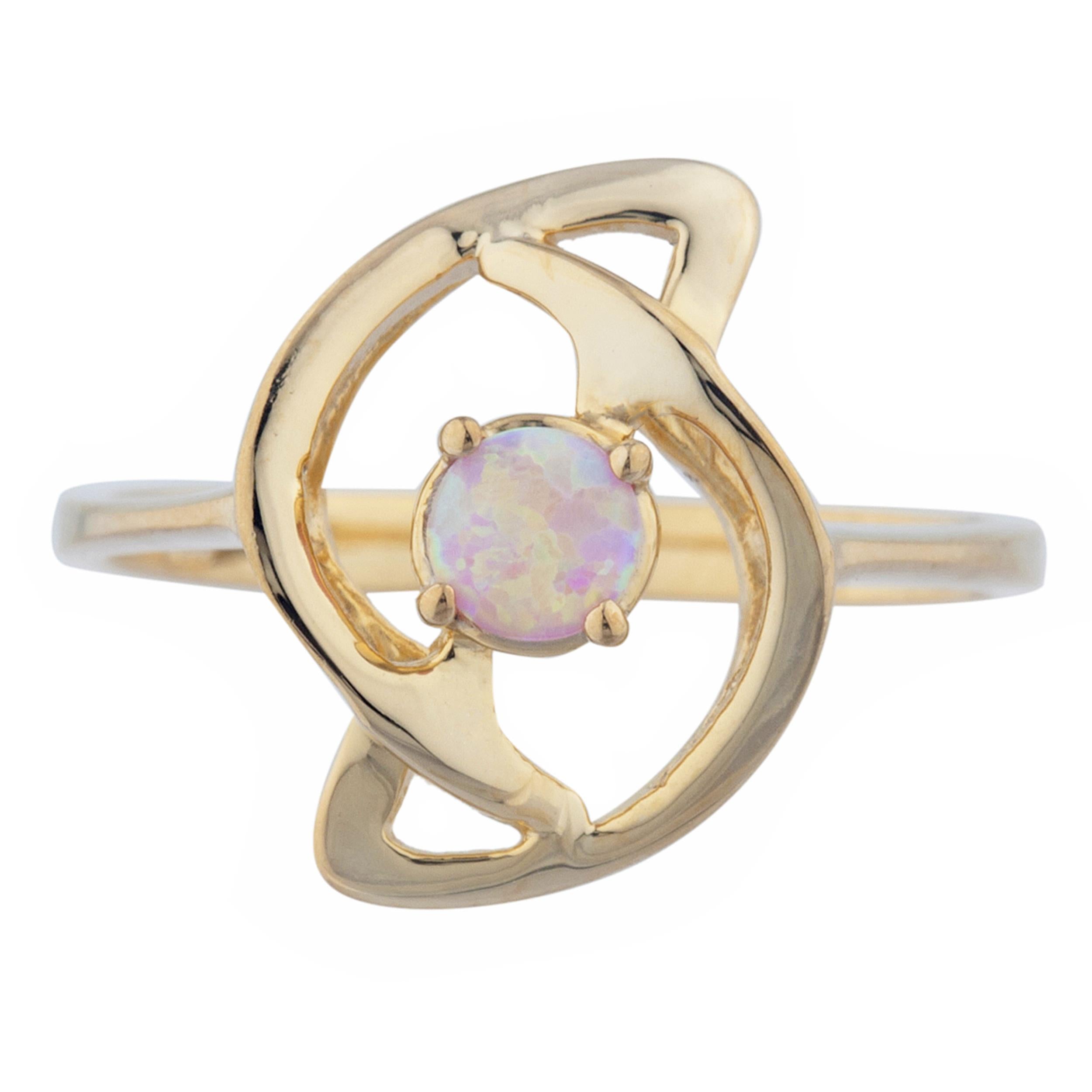 14Kt Gold Pink Opal Infinity Design Ring
