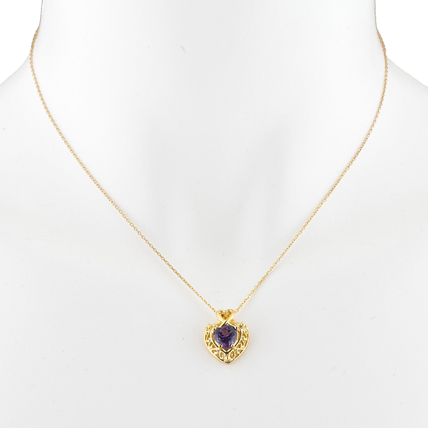 14Kt Gold Alexandrite Heart Design Pendant Necklace