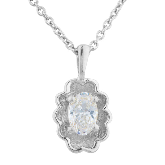 0.50 Ct Zirconia Oval Design Pendant .925 Sterling Silver