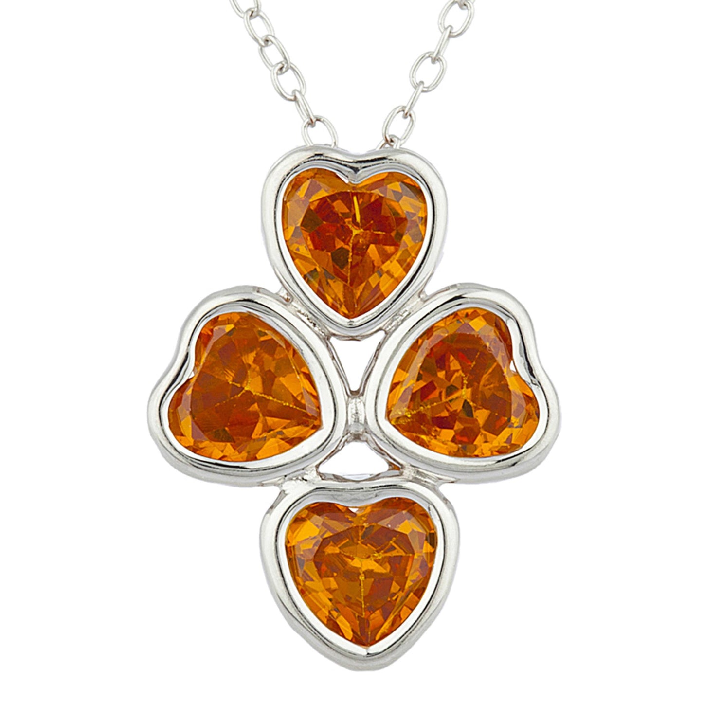 Orange Citrine Heart Bezel Pendant .925 Sterling Silver