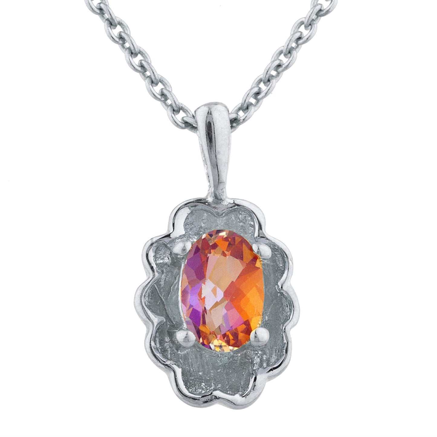 0.50 Ct Natural Ecstasy Mystic Topaz Oval Design Pendant .925 Sterling Silver