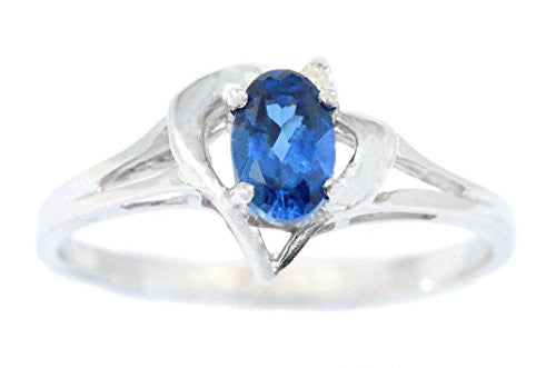 0.50 Ct Tanzanite & Diamond Oval Heart Ring .925 Sterling Silver Rhodium Finish