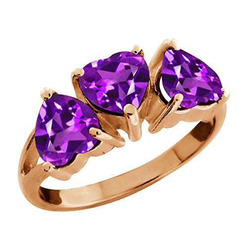 3 Ct Amethyst Heart Ring 14Kt Rose Gold Plated