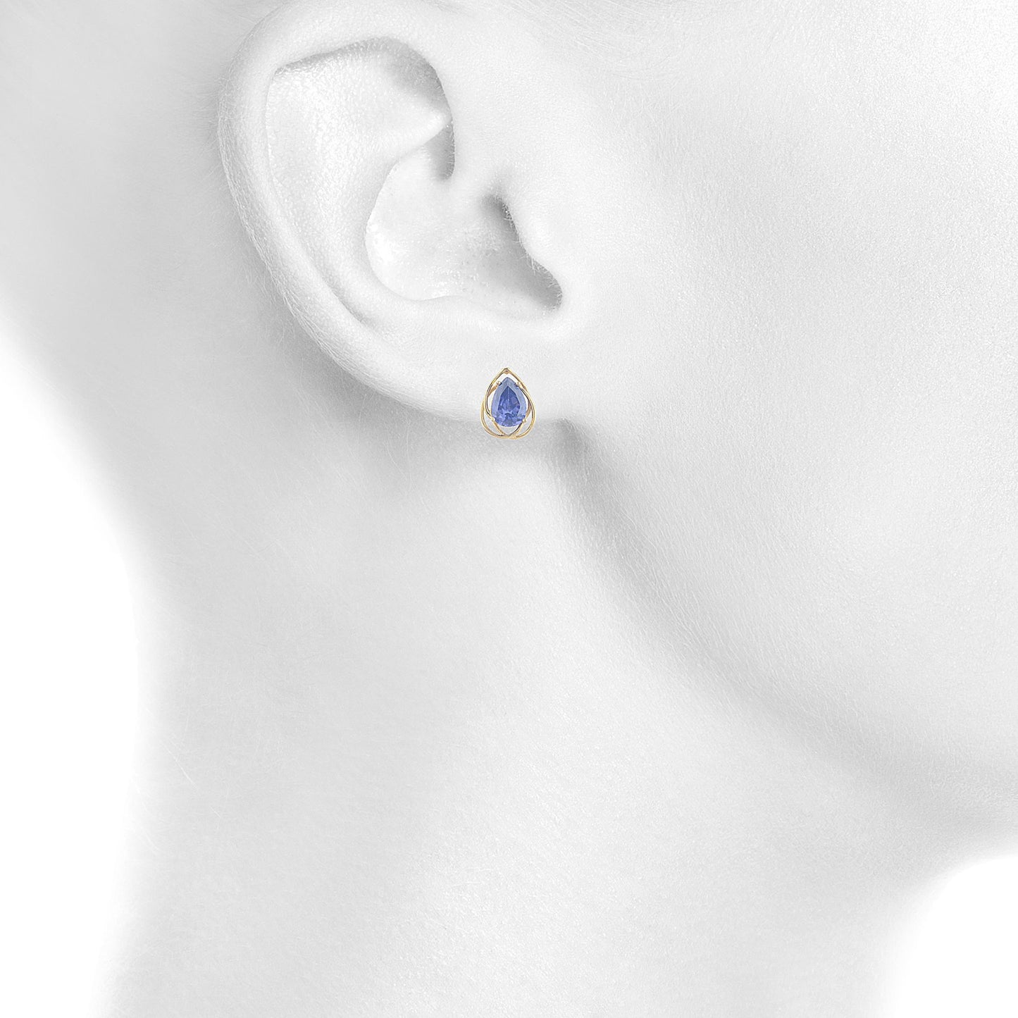 14Kt Gold 4 Ct Tanzanite Pear Teardrop Design Stud Earrings