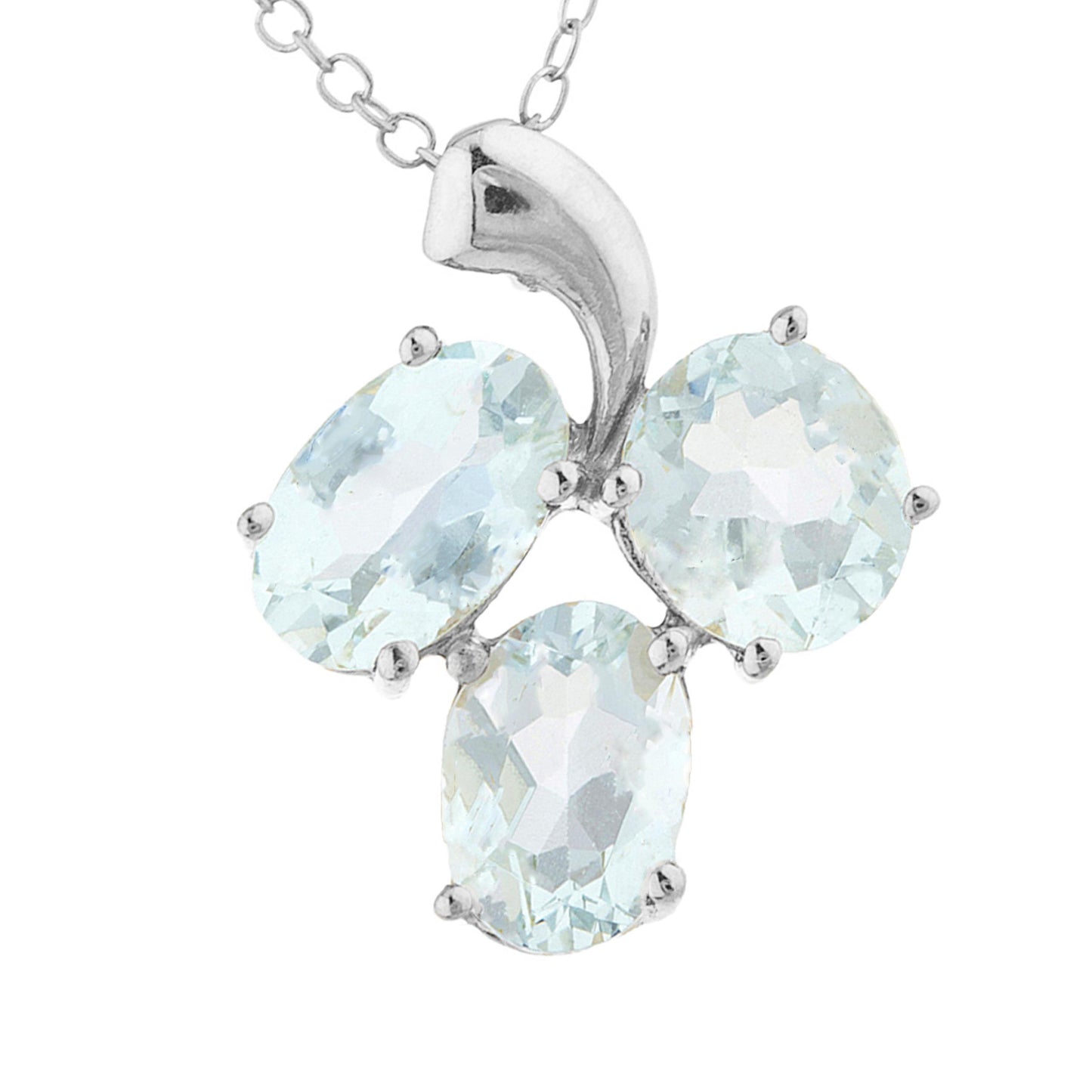 4.5 Ct Aquamarine Oval Design Pendant .925 Sterling Silver