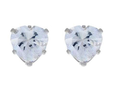 3 Ct Zirconia Heart Stud Earrings .925 Sterling Silver