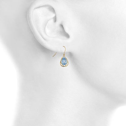 14Kt Gold 4 Ct Aquamarine Pear Teardrop Design Dangle Earrings