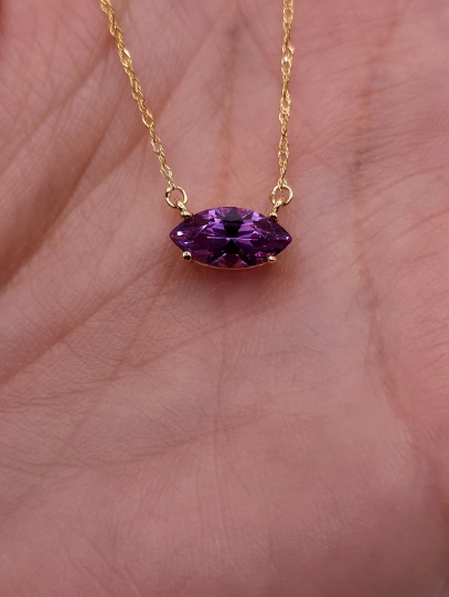 14Kt Gold Alexandrite Marquise Pendant Necklace