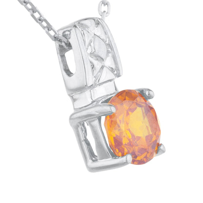 1 Ct Orange Citrine Round Design Pendant .925 Sterling Silver