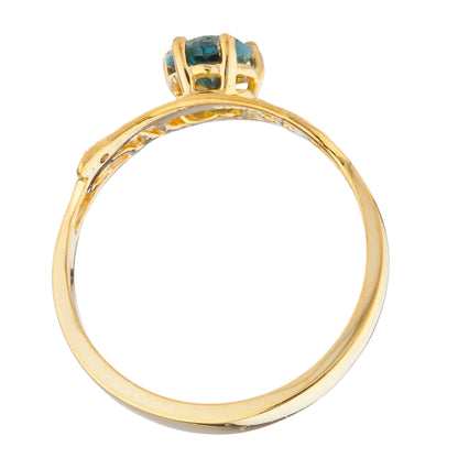 14Kt Gold London Blue Topaz & Diamond Heart Mom Ring