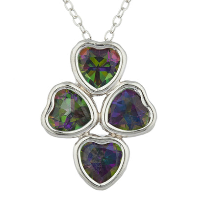 Natural Mystic Topaz Heart Bezel Pendant .925 Sterling Silver