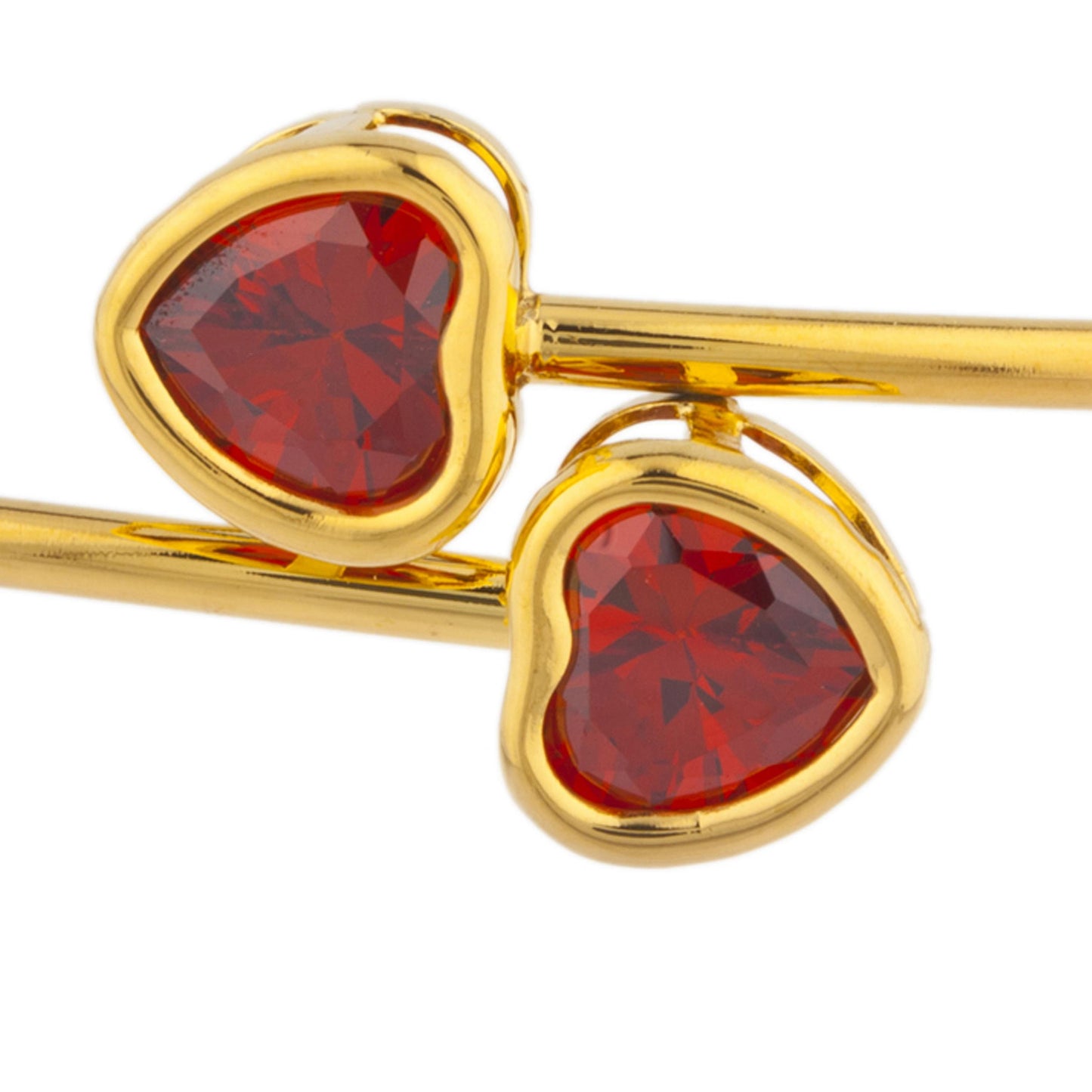 14Kt Yellow Gold Plated Garnet Heart Bezel Bangle Bracelet