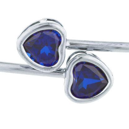 2 Ct Blue Sapphire Heart Bezel Bangle Bracelet .925 Sterling Silver