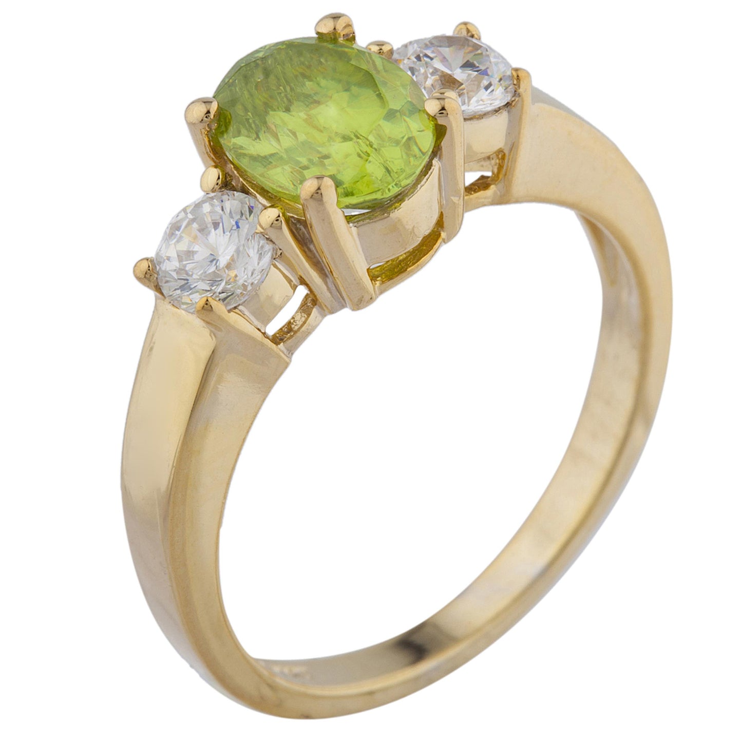 14Kt Gold 2 Ct Peridot & Zirconia Oval Ring