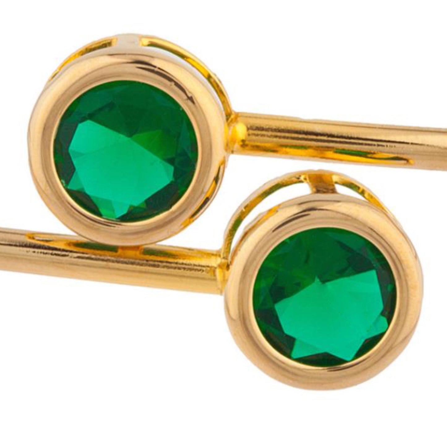 14Kt Yellow Gold Plated Emerald Round Bezel Bangle Bracelet