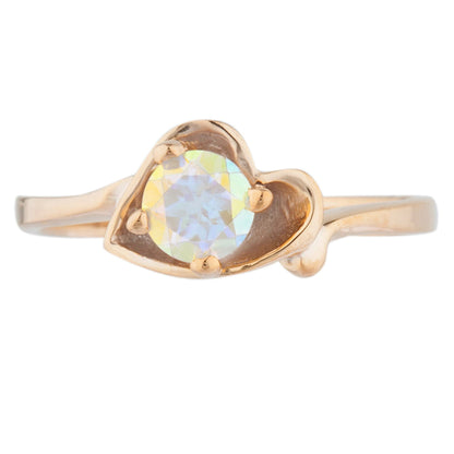 14Kt Gold Natural Mercury Mist Mystic Topaz Round Heart Ring