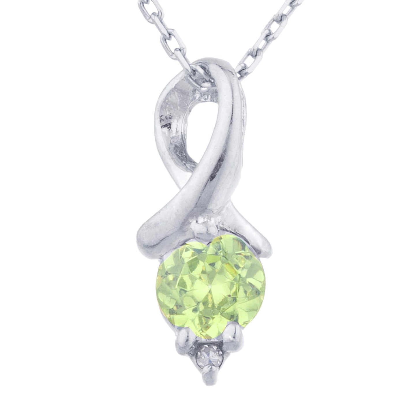 0.50 Ct Peridot & Diamond Round Design Pendant .925 Sterling Silver