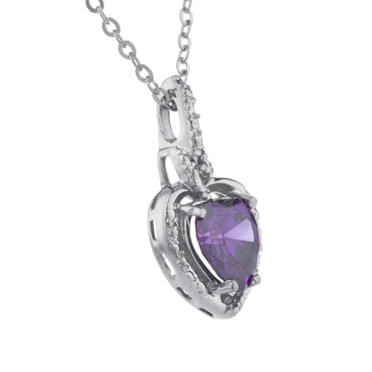 14Kt Gold Amethyst Heart Design Pendant Necklace