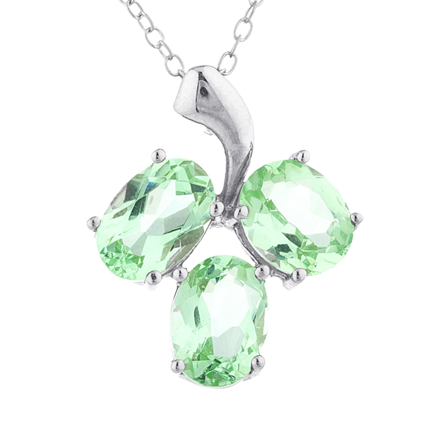 4.5 Ct Green Sapphire Oval Design Pendant .925 Sterling Silver