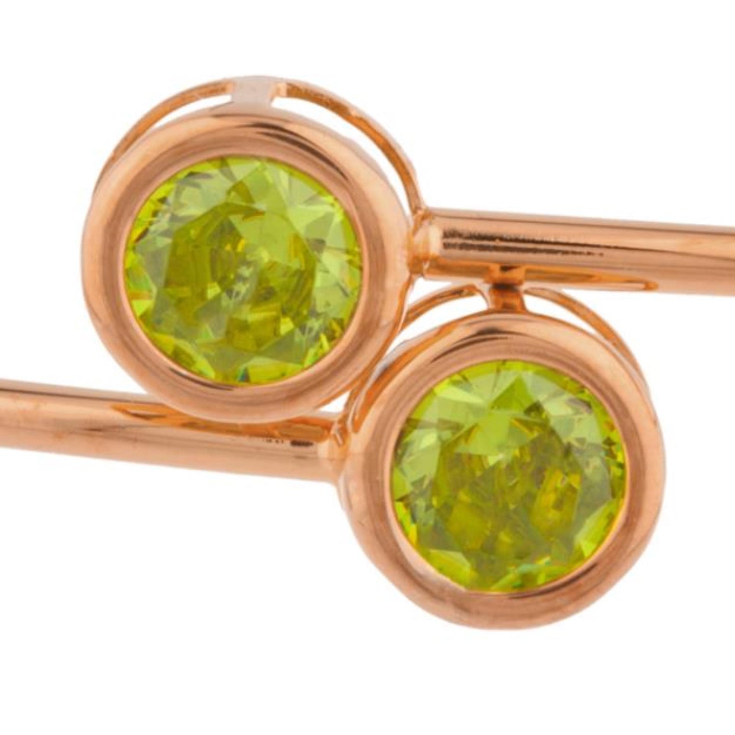 14Kt Rose Gold Plated Peridot Round Bezel Bangle Bracelet